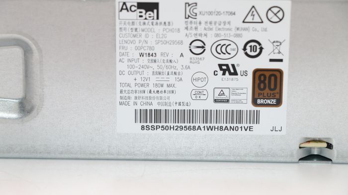 Lenovo Adaptateur Secteur 180W, 100-240V AC, Alimentation pour Ordinateur Portable