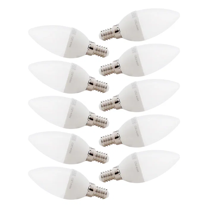 Pack de 10 lampes LED bougie E14 5W Blanco Cálido 410Lm 40.000H Pack de 10 lampes LED bougie E14 5W Blanco Cálido 410Lm 40.000H