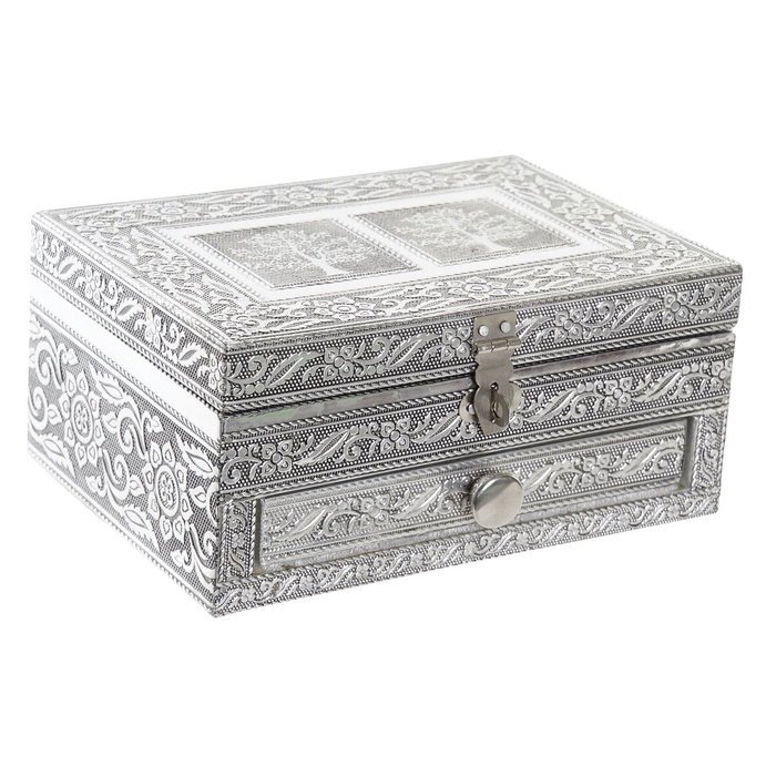 Boîte à bijoux Home ESPRIT Argenté Naturel Bois Aluminium 17,5 x 12,5 x 8,5 cm