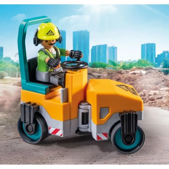 PLAYMOBIL 71751 Ouvriers avec Rouleau Compresseur et Signalisation, Action Heroes, La Construction, 43 Pièces, Dès 4 Ans PLAYMOBIL 71751 Ouvriers avec Rouleau Compresseur et Signalisation, Action Heroes, La Construction, 43 Pièces, Dès 4 Ans