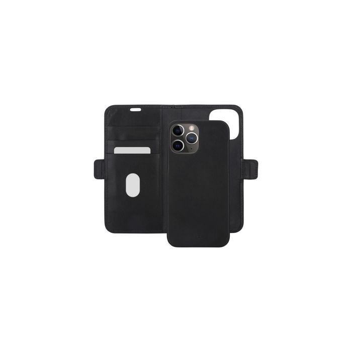 dbramante1928 Lynge Étui Portefeuille en Cuir Pleine Fleur pour iPhone 12 / 12 Pro 6.1 Pouces - Noir avec Support Détachable et Protection RFID