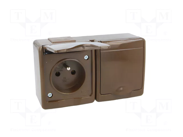 PAWBOL Socle d'alimentation AC 2P+PE 16A marron