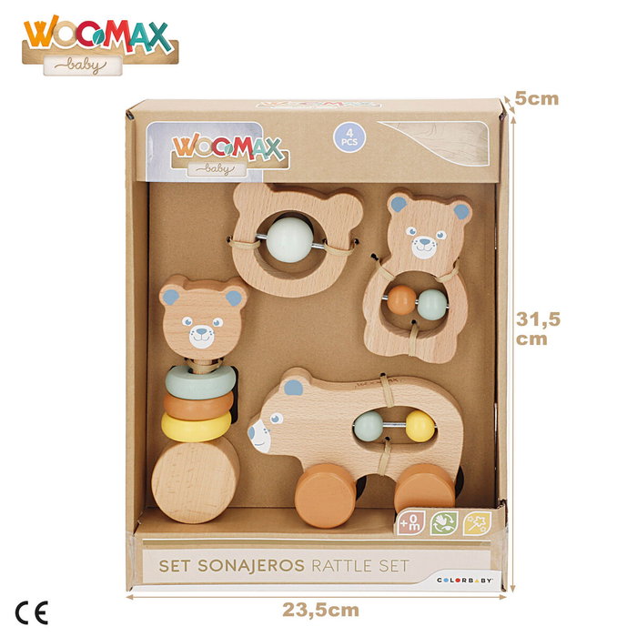 Kit de hochets Woomax 13,5 X 9,5 X 4,5 CM (4 Unités)