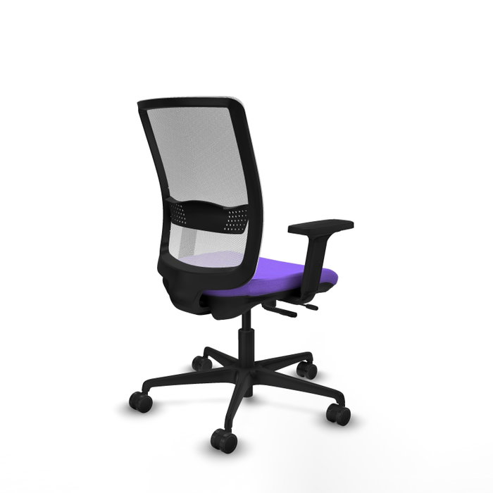 Chaise Haches Synchrone/Traslack tissu Violet Maille Blanc Base en nylon noir Accoudoir 2D Sans appui-tête Roulettes 65mm nylon