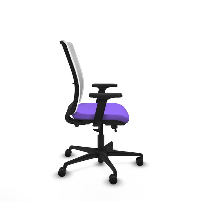 Chaise Haches Synchrone/Traslack tissu Violet Maille Blanc Base en nylon noir Accoudoir 2D Sans appui-tête Roulettes 65mm nylon