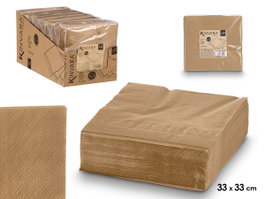 KINVARA Set de 50 serviettes en papier marron 33 x 33cm