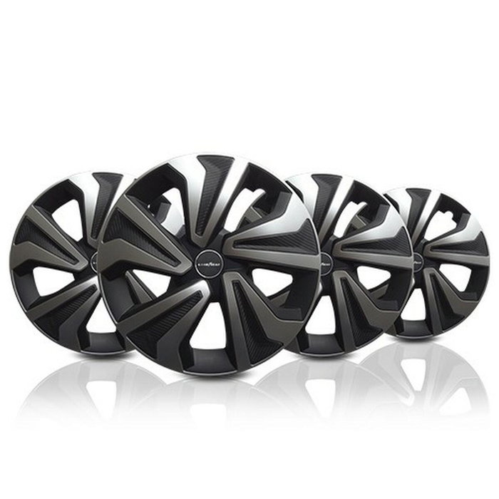 Goodyear GOD9085 - Tapacubos Montreal Bicolor 15" Noir Argent, Set de 4 unités pour Jantes de Voiture