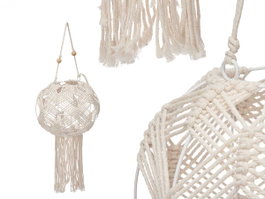 GIFTDECOR Lot de 4 Porte-bougies suspendus en macramé blanc et cristal