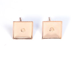 Innspiro Boucles d'oreilles métalliques pour incrustation base carrée dorée 8x8x12mm