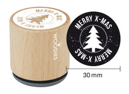 Woodies Sello de madera y caucho Merry x-mas 33x30mm