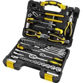 Fieldmann FDG 5003-65R - Ensemble d'outils de 65 pièces avec douilles, pinces, tournevis et mallette pour le bricolage et les réparations à domicile