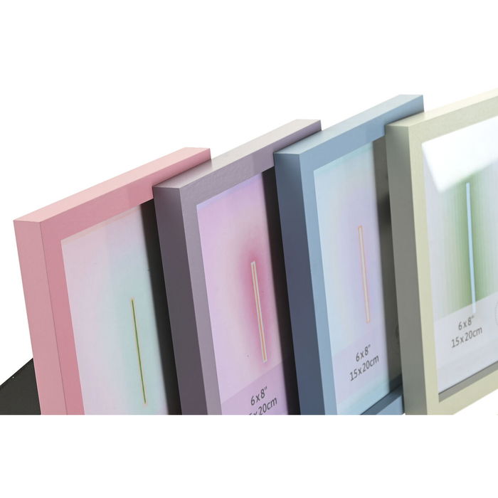 Cadre photo Home ESPRIT Bleu Vert Verre Bois MDF Urbaine (4 Unités)