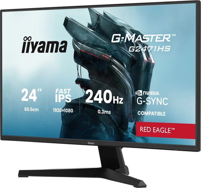 Iiyama G-Master Red Eagle - Écran PC Gaming 23.8 Pouces - Dalle IPS Full HD 240Hz 0.3ms MPRT - Compatible G-SYNC (DisplayPort) - HDMI, DisplayPort, Haut-parleurs