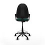 Tabouret Aýna taburete Contact permament de base Cuir écologique Vert foncé Structure polyamide noire Accoudoirs fixes Sans appui-tête Roulettes en nylon 50 mm