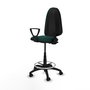 Tabouret Aýna taburete Contact permament de base Cuir écologique Vert foncé Structure polyamide noire Accoudoirs fixes Sans appui-tête Roulettes en nylon 50 mm