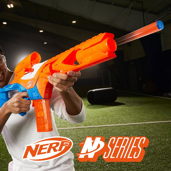 Hasbro Nerf N Series Fusil Pinpoint F8621 - Viseur et Canon Extra-Long pour Précision, Capacité 10 Fléchettes, Lancement par Pompage Hasbro Nerf N Series Fusil Pinpoint F8621 - Viseur et Canon Extra-Long pour Précision, Capacité 10 Fléchettes, Lancement par Pompage