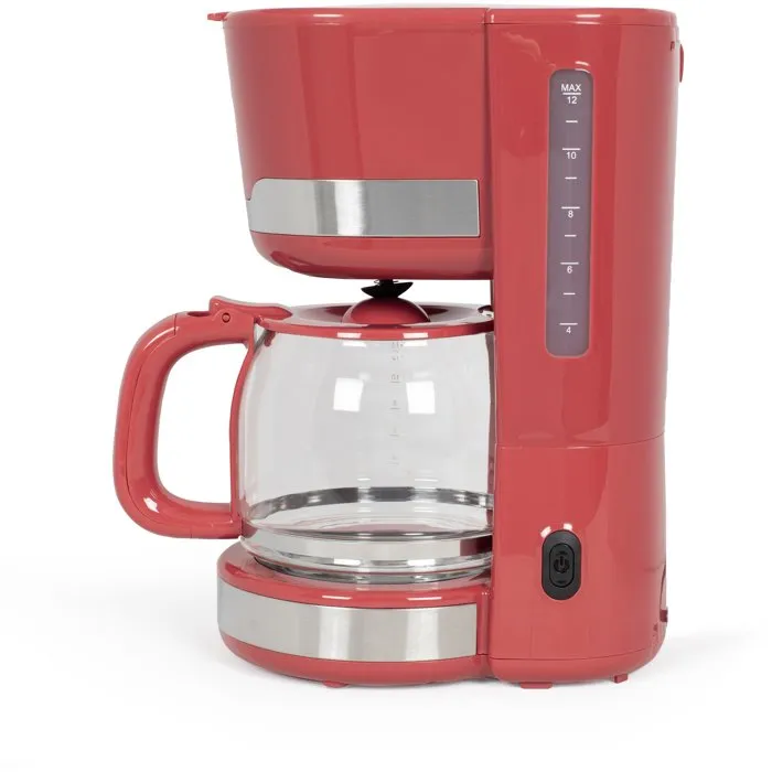 Livoo - Cafetière électrique DOD201RC - 1000 W - Capacité 1.5 L (12-14 tasses) - Rouge chili - Système anti-gouttes et maintien au chaud