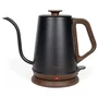 Livoo Bouilloire DOD206 1360 W 1 L Col de Cygne, Socle Pivotant 360°, Arrêt Automatique, Acier Inoxydable, Noir/Marron