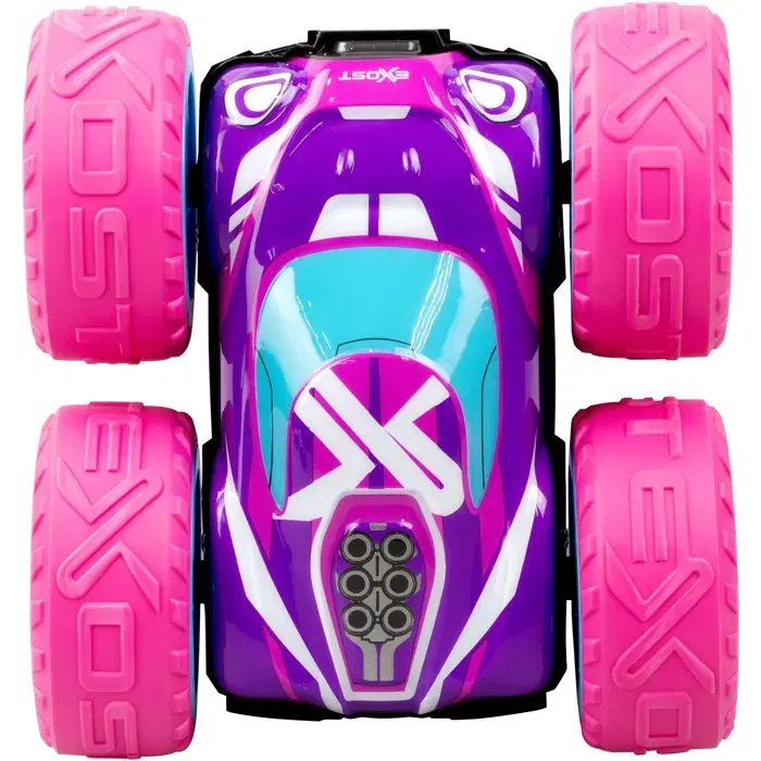 Silverlit EXOST 360 Cross MX - Voiture télécommandée 2.4 GHz 1/18, vitesse 12 km/h, 360°, LEDs, batterie rechargeable, rose - Pour enfants dès 5 ans