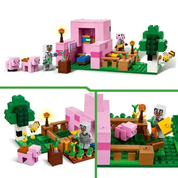 LEGO 21268 Minecraft La maison de Porcelet, Jeu de construction 238 pièces avec animaux et potager, à partir de 7 ans