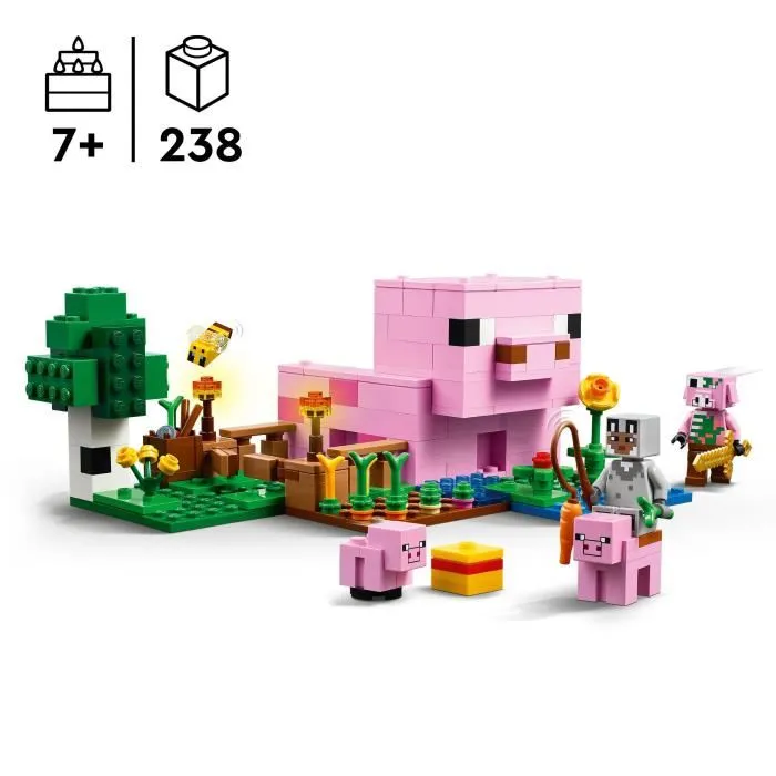 LEGO 21268 Minecraft La maison de Porcelet, Jeu de construction 238 pièces avec animaux et potager, à partir de 7 ans