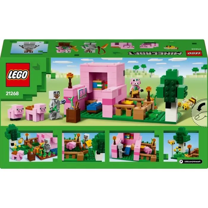 LEGO 21268 Minecraft La maison de Porcelet, Jeu de construction 238 pièces avec animaux et potager, à partir de 7 ans