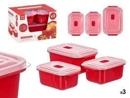 LEKNES Set de 3 boîtes de conservation rouges, 1 L et 2 L