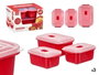 LEKNES Set de 3 boîtes de conservation rouges, 1 L et 2 L
