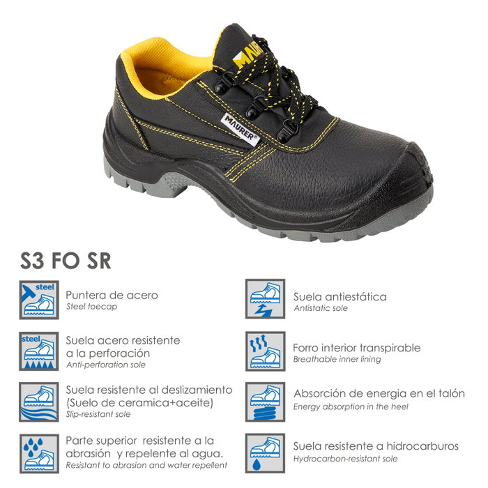 MAURER Chaussure de sécurité basse Capua S3 Taille 41