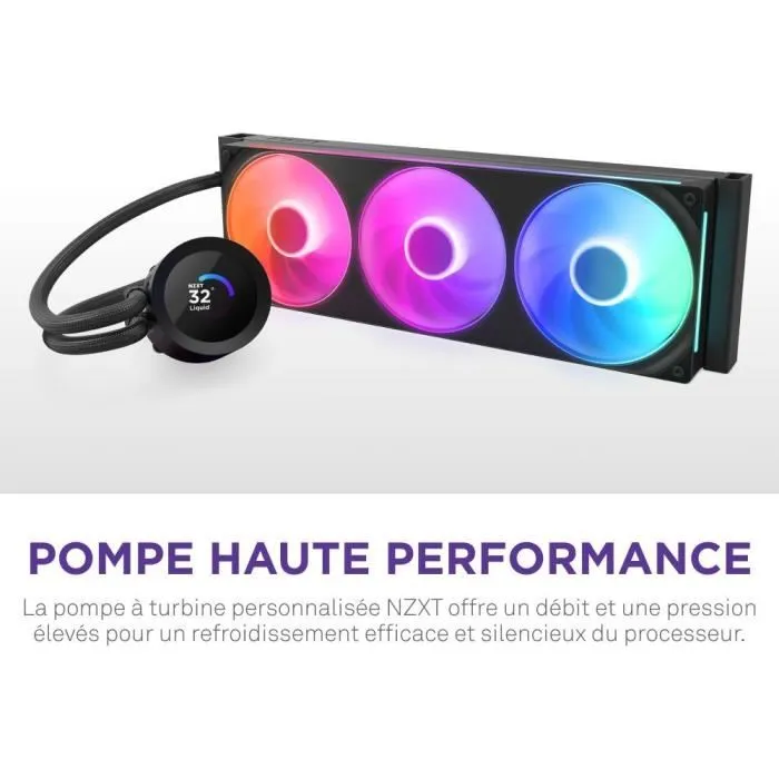 Nzxt RL-KR360-B2 Kraken Plus 360 RGB Refroidissement Liquide avec Écran Personnalisable 1.54" et Ventilateurs RGB Noir