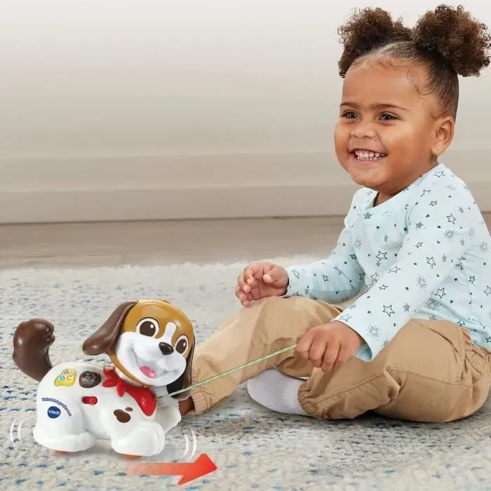 Vtech Baby Toutou 1,2,3 Promene-Moi - Petit chien interactif avec détecteur de mouvement, sons, chansons et boutons lumineux pour bébé