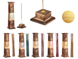 Acorde Boîte Verticale Support 10 Bâtons d'Encens Assortis 6 Arômes, Bois, 8x31x8 cm (Set de 12)