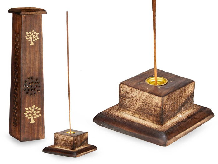 Acorde Boîte Verticale Support 10 Bâtons d'Encens Assortis 6 Arômes, Bois, 8x31x8 cm (Set de 12)