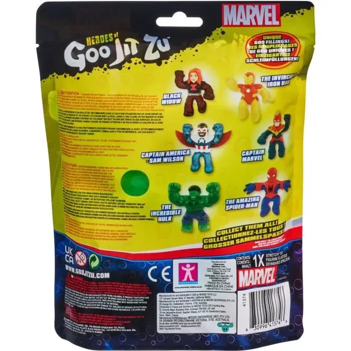 Moose Toys Figurine Marvel Goo Jit Zu Hulk S3 - 11 cm - Vert et bleu - Figurine extensible avec textures - Pour enfants dès 4 ans