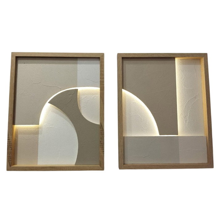Home ESPRIT Tableau avec LED Home 3D en Polystyrène et Bois MDF 40 x 3,8 x 50 cm Home ESPRIT Tableau avec LED Home 3D en Polystyrène et Bois MDF 40 x 3,8 x 50 cm