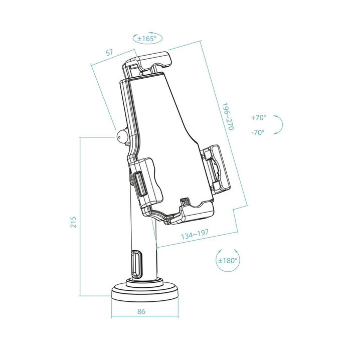 TooQ Support Tablette Antivol avec Verrou - Fixation Murale et sur Bureau - Compatible 7.9 à 10.5 Pouces - Noir
