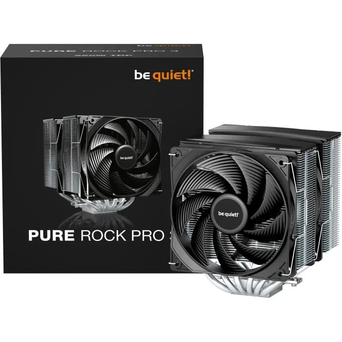 be quiet! BK041 Pure Rock Pro 3 - Ventirad CPU Noir avec 2 Ventilateurs PWM 120 mm Pure Wings 3, 6 Caloducs, Compatible Intel et AMD Ryzen