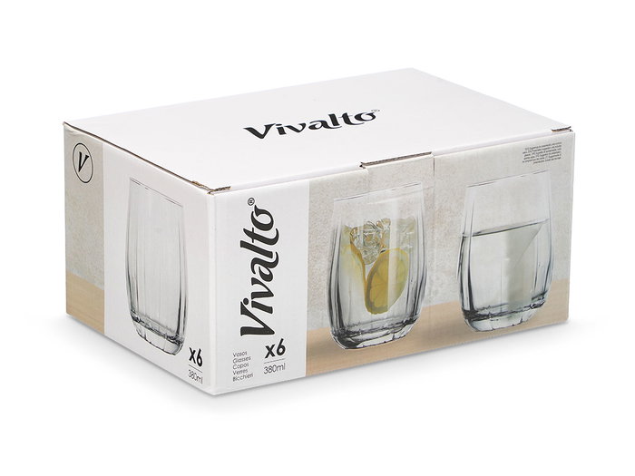Vivalto Verre à rayures transparent 380 ml 6.8x11x6.8 cm (Set de 24) Vivalto Verre à rayures transparent 380 ml 6.8x11x6.8 cm (Set de 24)