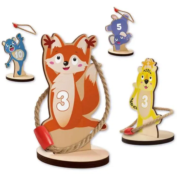 SES CREATIVE - Jeu de lancer d'anneaux avec 5 animaux pour enfants des 3 ans - Jeu d'adresse et d'extérieur
