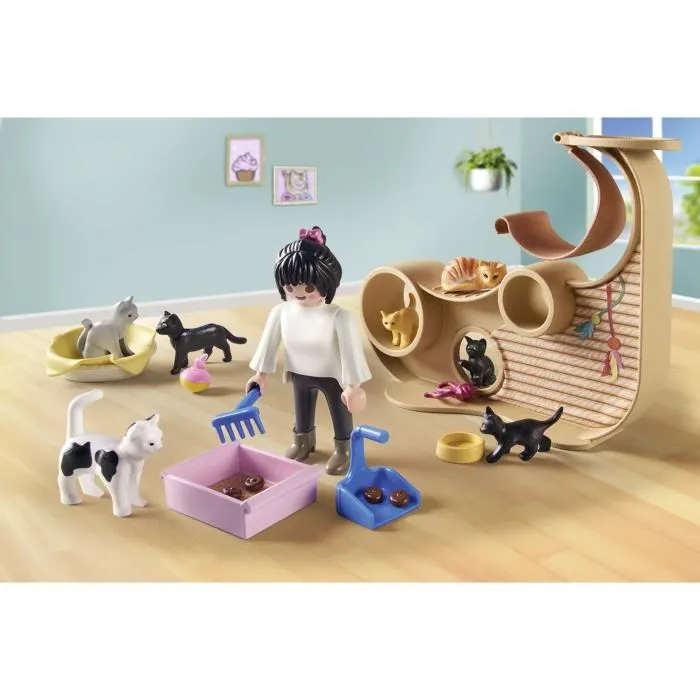 Playmobil 71744 Bar à chats avec 6 chats et 3 personnages, My Life, 72 pièces, à partir de 4 ans