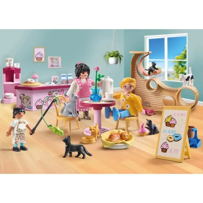 Playmobil 71744 Bar à chats avec 6 chats et 3 personnages, My Life, 72 pièces, à partir de 4 ans