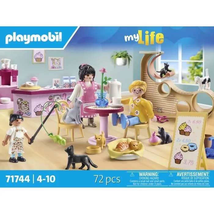 Playmobil 71744 Bar à chats avec 6 chats et 3 personnages, My Life, 72 pièces, à partir de 4 ans