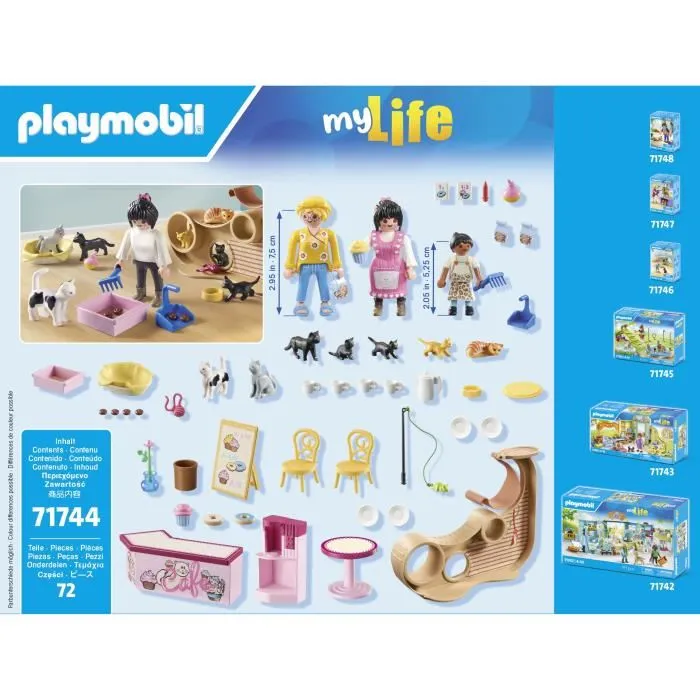 Playmobil 71744 Bar à chats avec 6 chats et 3 personnages, My Life, 72 pièces, à partir de 4 ans