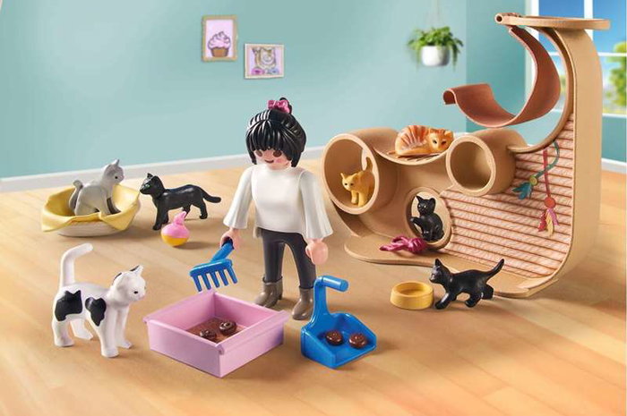 Playmobil My Life Cafétéria pour chats avec 6 chats et 3 personnages