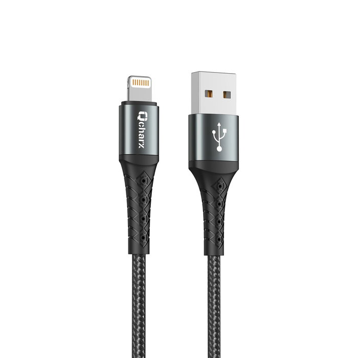 Qcharx international Cable Lyon USB vers Lightning, 1 m, Noir Qcharx international Cable Lyon USB vers Lightning, 1 m, Noir