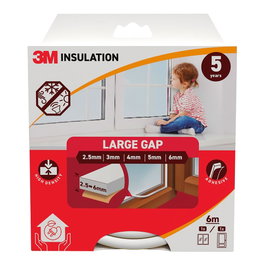 3M Burlete de aislamiento clásico pour espaces de 2,5 - 6 mm, blanc, 6 m