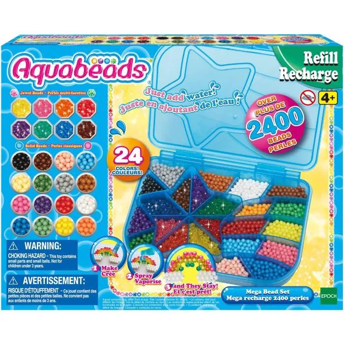 Aquabeads Kit de perles à eau avec 2400 perles et 24 couleurs - Référence 31502 - Jeu créatif pour enfants dès 4 ans Aquabeads Kit de perles à eau avec 2400 perles et 24 couleurs - Référence 31502 - Jeu créatif pour enfants dès 4 ans