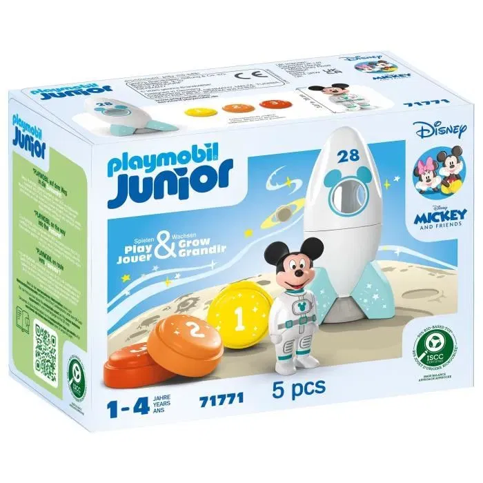 Playmobil 71771 Jouet Disney Mickey Astronaute avec Fusée - Set de 5 Pièces en Plastique Biosourcé - Pour Enfants dès 18 Mois Playmobil 71771 Jouet Disney Mickey Astronaute avec Fusée - Set de 5 Pièces en Plastique Biosourcé - Pour Enfants dès 18 Mois