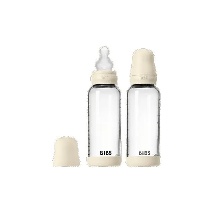 Bibs Lot de 2 biberons en verre 240 ml - Embout rond - Ivory Bibs Lot de 2 biberons en verre 240 ml - Embout rond - Ivory