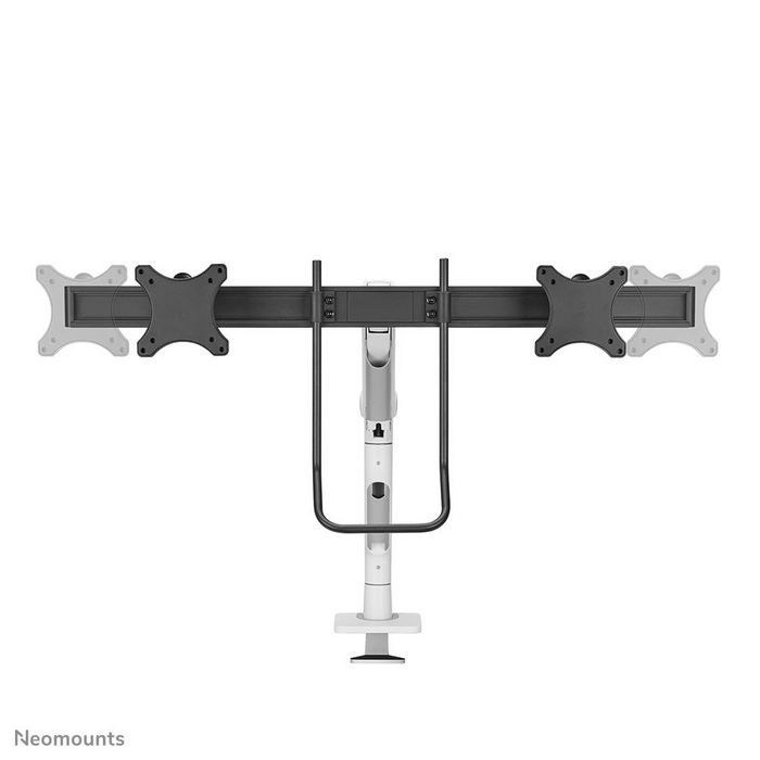 Neomounts DS75S-950WH2 Support de Bureau à Double Écran avec Vérin à Gaz - Compatible VESA 75x75/100x100 mm - 2 Écrans jusqu'à 32" - Réglage Hauteur, Inclinaison, Rotation - Blanc